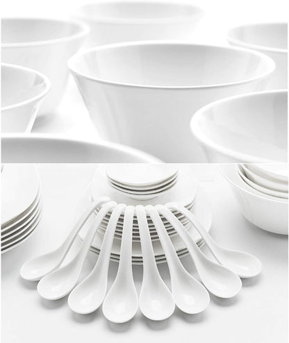 High-End Dinner Set,Ceramics Dinner Set, Nordic Style Light Luxury 46 Pieces Bone China Dinnerware Sets for Wedding Gifts Pure White Porcelain Steak Plates,3