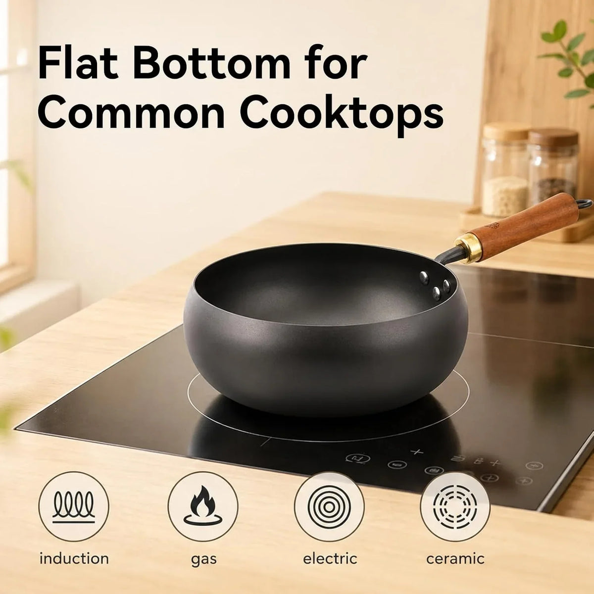9-5-inch-carbon-steel-wok-with-lid-flat-bottom-stir-fry-pan-deep-3-5-qt-bowl-for-1-2-servings-smooth-carbon-steel-surface-flat-base-for-induction-gas-electric-and-ceramic-cooktops