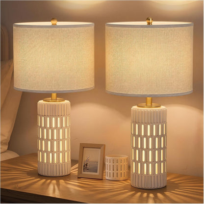 24" Boho Ceramic Table Lamps Set of 2 for Bedroom with Night Light1