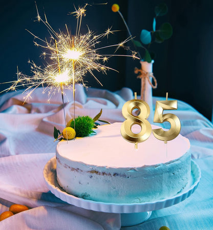 Gold 85Th & 58Th Birthday Candles,Gold Number 85 58 Cake Topper for Birthday Decorations Party Decoration6
