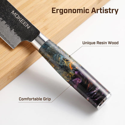 Chef Knife 8 Inch, 67 Layer VG10 Core Damascus Kitchen Knife with Resin Wood Handle, Japanese Knife for Cutting Slicing for Home Kitchen3