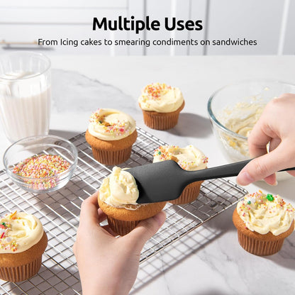 Silicone Spatula Set with 600 Degrees Fahrenheit Heat Resistant (Black)7