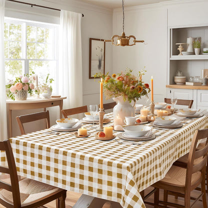 52'' X 70'' Checkered Tablecloth Disposable Vinyl Tablecloths with Flannel Backing Wipeable Spillproof Plastic Table Cover PVC Waterproof Table Cloth for Indoor Outdoor9