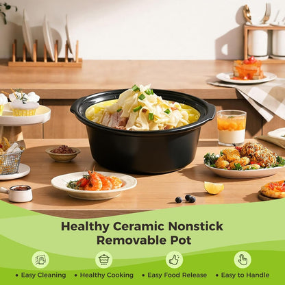 7 Quart Programmable Slow Cooker, Auto Keep Warm, High Low Warm Settings, Removable Dishwasher-Safe Nonstick Pot for Easy Cleanup6