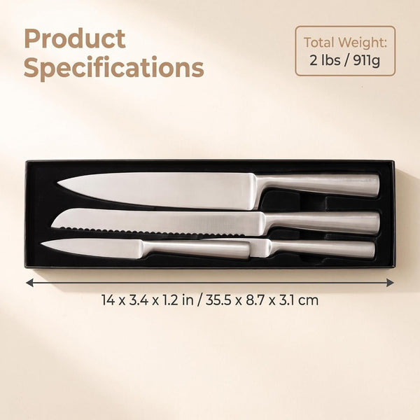 5-Piece Stainless Steel Chef Knife Set - Ultra-Sharp Blades for Easy Cutting Meat/Veggies/Fruits - Ergonomic Handles, Dishwasher Safe, Rust-Resistant (Home/Pro Use)8