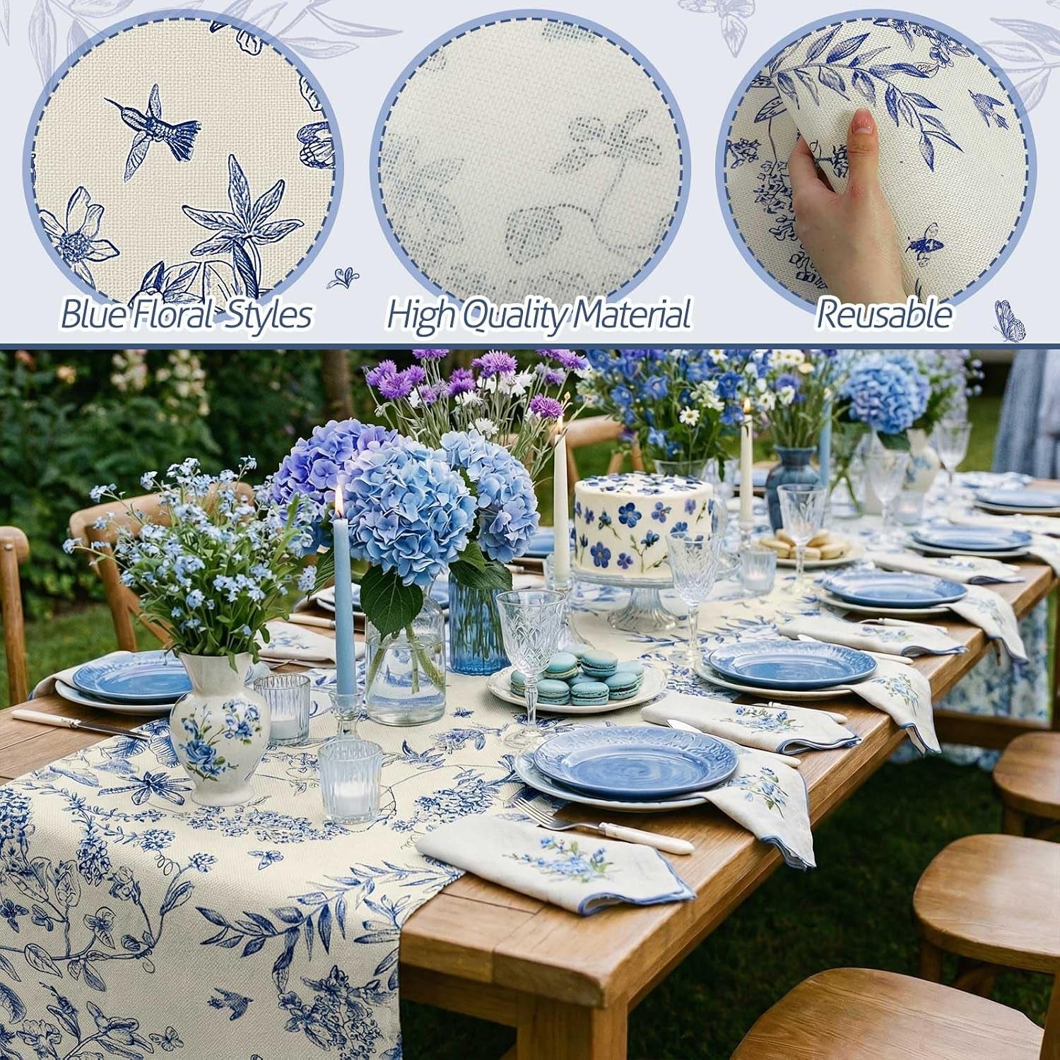 blue-floral-summer-table-runner-and-placemats-set-of-7-12-x-18-blue-and-white-chinoiserie-place-mats-13-x-72-flower-table-runner-for-holiday-baby-shower-party-kitchen-dining-decoration