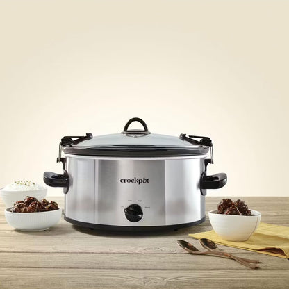 Crock-Pot Cook N Carry Oval Manual Portable Slow Cooker, Silver, 6-Quart | Travel-Proof Locking Lid, Serves 7+, High/Low/Warm Settings, Removable Dishwasher-Safe Stoneware, for Potlucks & Tailgating2