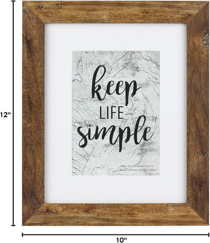 8X10 Picture Frame Rotten Brown, Wooden Frame with White Mat, for Tabletop and Wall Mounting Display for Home, Office,Gallery,Holiday with Photos, Posters8