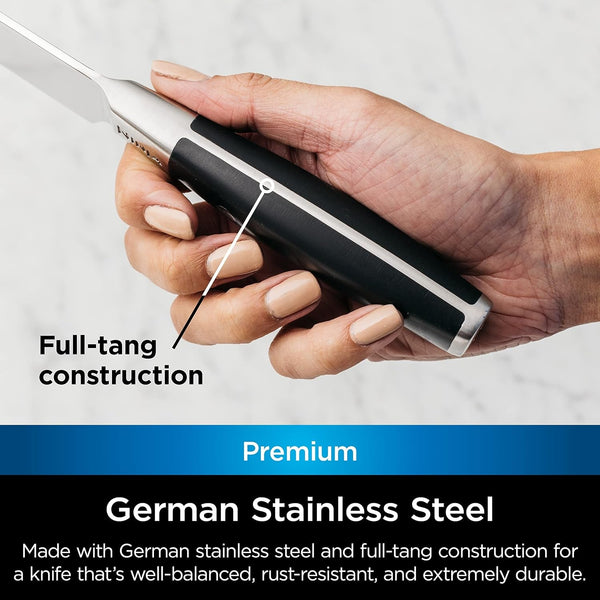 Ninja K32002 Foodi Neverdull System 2-Piece Chef Knife & Santoku Knife Set, Premium, German Stainless Steel, Black4