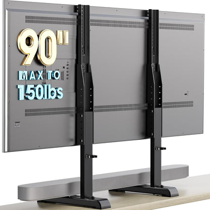Table Top TV Stand with Height Adjustable TV Legs Replacement for Most 37-86 Inch Flat Curved Tvs,Steel TV Base Feet Holds up to 150 Lbs with Cable Management, Max VESA 800X600Mm Black1