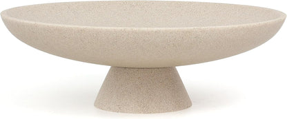 Modern Pedestal Decorative Bowl, Large Resin Fruit Bowl, Beige | Style It on Kitchen Counters, Coffee Tables, or Entryway Tables. Use for Fruit Display, Key Storage, or Home Decor Accents1