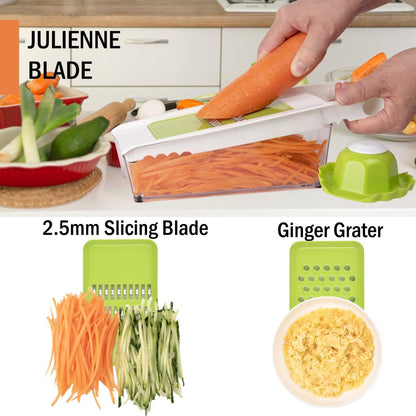 Cheese Grater with Container,5 in 1 Mandoline Slicer for Kitchen,Multi Purpose Vegetable Slicer, Easy to Clean Vegetable Chopper,Cheese Shredder,Julienne Slicer and Peeler5