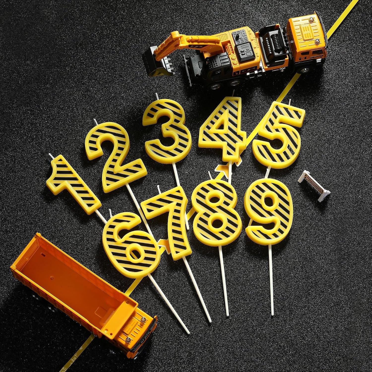 2-76-inch-number-3-construction-birthday-candles-yellow-and-white-stripes-number-candles-cake-number-candles-party-celebration-style-candle