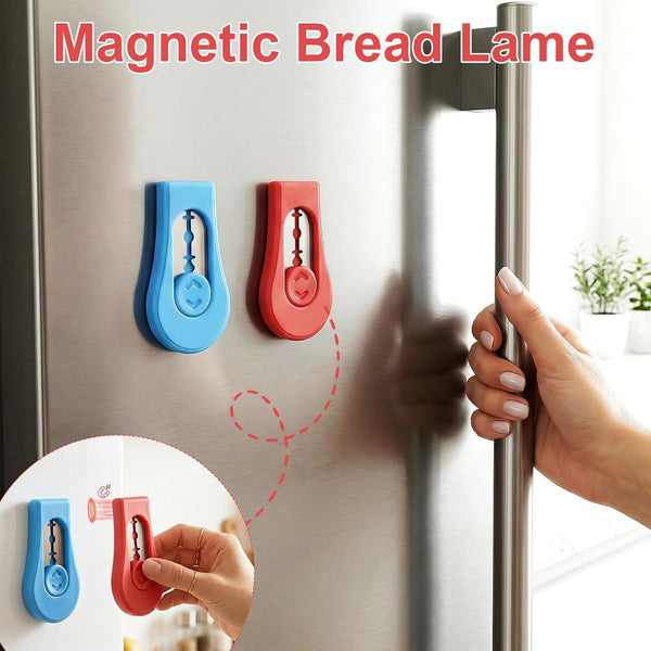 2 Pack Bread Lame Dough Scoring Tool Set, Professional Sourdough Scoring Tool & Bread Scorer with 10 Razor Blades, Finger Protectors Bread Razor for Artisan Baking Red/Blue2