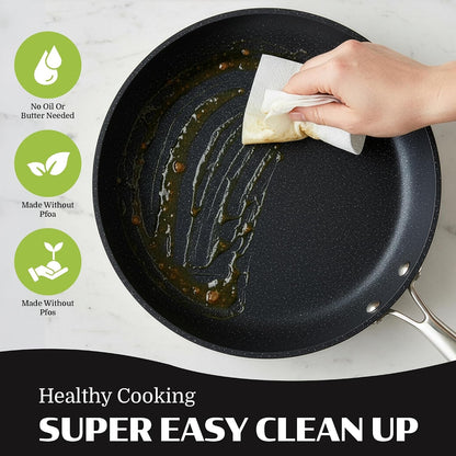 Ceraluxe 20Pc Pots and Pans Set Non Stick Ceramic Cookware Set | Bakeware & Utensils Included, Non Toxic PFOA/PTFE/PFOS Free Coating, Cool Touch Handles, Oven & Dishwasher Safe, Black9