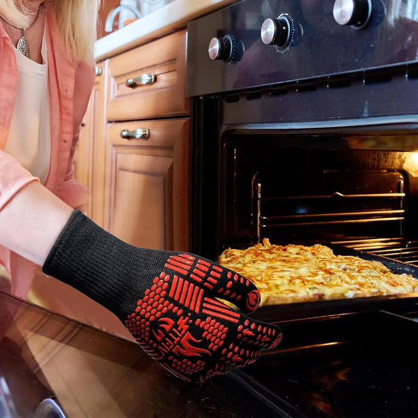 BBQ Gloves, 1472°F Heat Resistant with Silicone Grip Oven Mitts | Non-Slip Grip, for BBQ, Grilling, Oven, Smoker, Cooking and Baking4