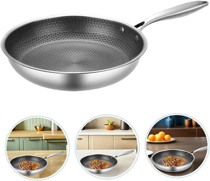Stainless Steel Honeycomb Wok Pan 17.40 X 10.23 X 1.96 in Stir-Fry Skillet for Gas Stoves Induction Cookers Frying Steaming and Everyday Kitchen Cooking9