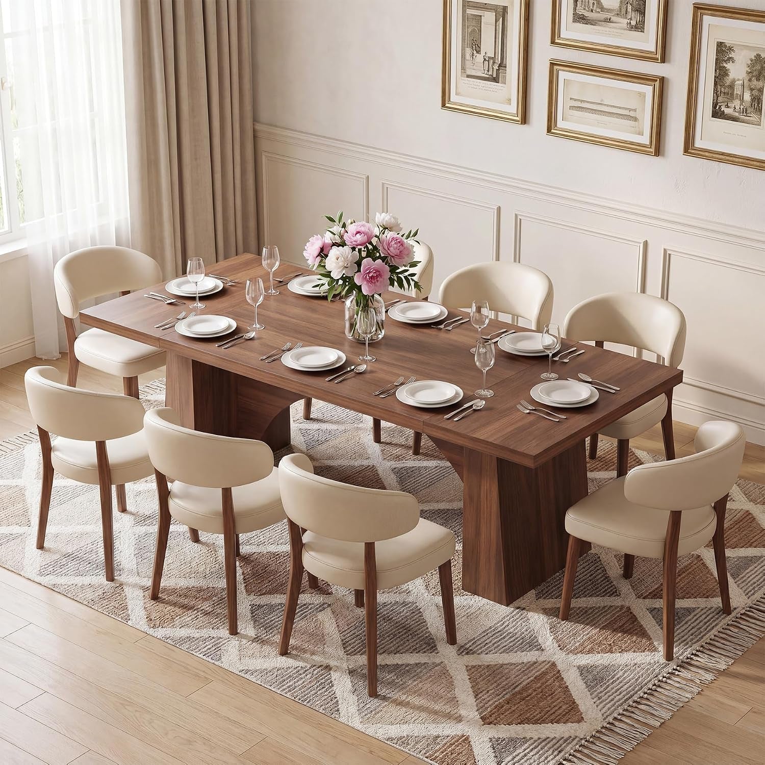 94-5-extra-long-wood-dining-table-for-6-10-farmhouse-kitchen-table-with-arch-cutout-pedestal-large-dinner-table-for-kitchen-dining-room-walnut