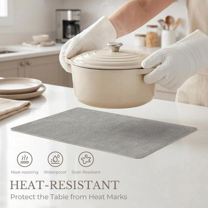 Faux Leather Vinyl Placemats Set of 6, Light Grey3