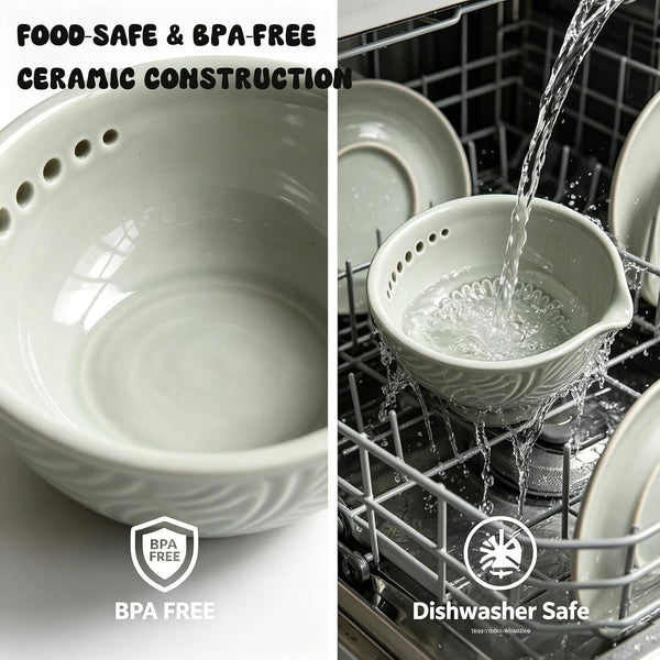 Garlic Grater Herb Stripper Ceramic Bowl - 3 in 1 Garlic Grater Plate,9 Oz5