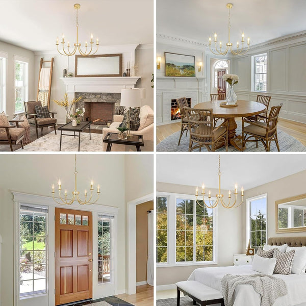 Modern Gold Chandelier 26“, 6-Light Farmhouse Dining Room Light Fixture4