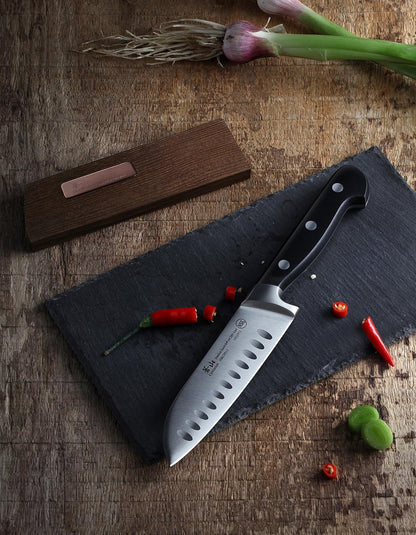 TV2 Series 1022988 Swedish 14C28N Steel Forged 5-Inch Santoku Knife and Wood Sheath Set4