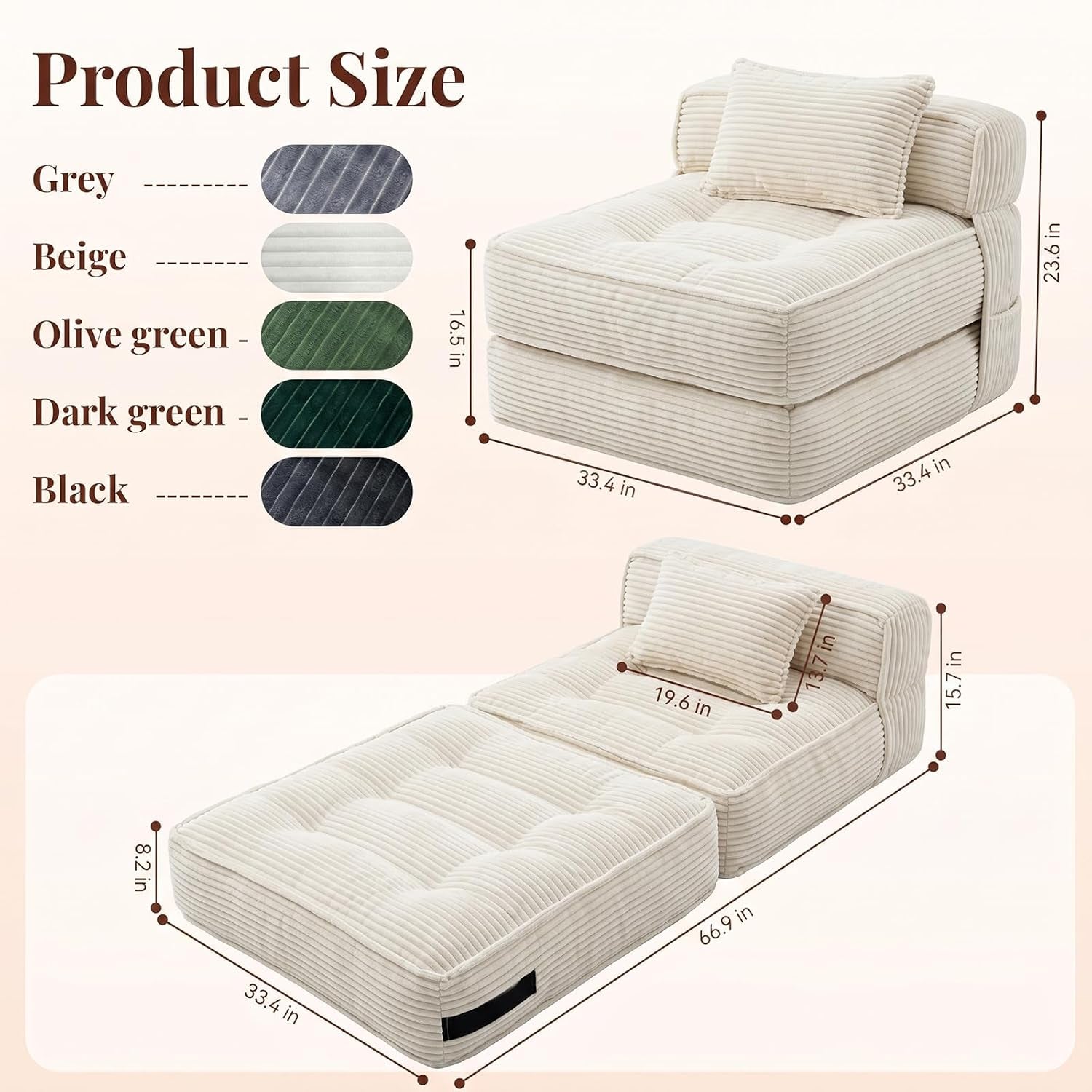 folding-sofa-bed-convertible-sleeper-chair-with-pillow