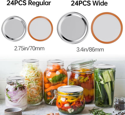 48PCS Mason Jar Lids for Wide and Regular Mouth Jars, No Date Reminder, Compatible with Electric Vacuum Sealers, Vacuum Seal Mason Jar Lids Only2