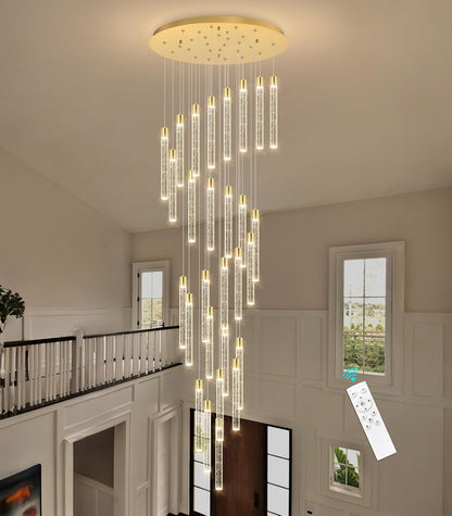 28-Light Long Large Modern Led Crystal Chandeliers Modern Spiral Chandeliers High Ceilings Chandelier for Staircase Foyer Gold7