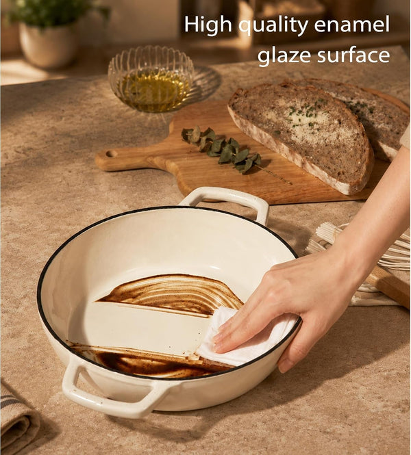 Cast Iron Dutch Oven Pot with Lid, 5QT round Bread Oven, Bonjour | Homemade Sourdough Bread Baking, Healthy & Non-Toxic, Dual Handles, All Stovetop Compatible, Oven Safe up to 500° F5