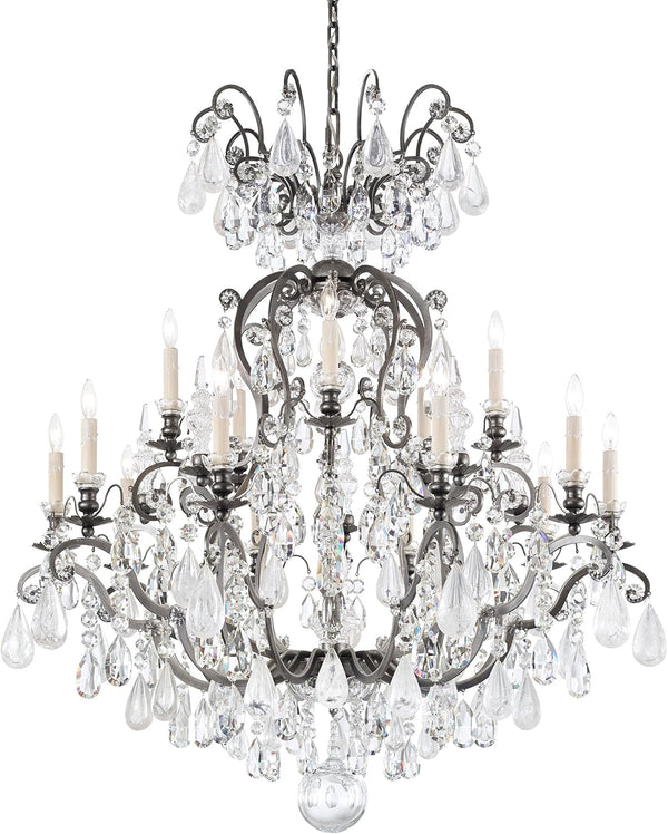 Signature 3573-23AD, Renaissance Rock Crystal 15 Light 38In X 44In Chandelier in Etruscan Gold with Amethyst and Black Diamond Heritage Handcut and Quartz Rock Crystals1