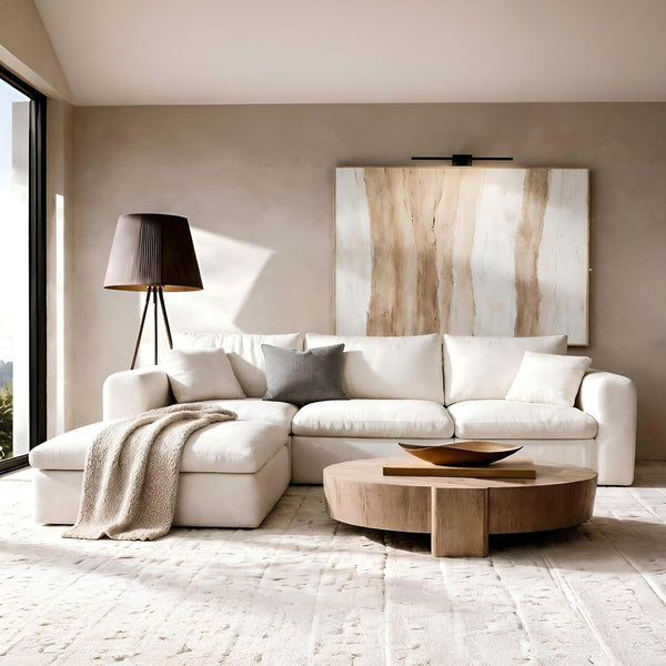 Modular Sectional Cloud Sofa, No Assembly Oversized Boneless Couch, Beige1