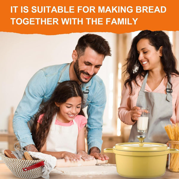 7 Pack Sourdough Bread Baking Supplies Kit Includes Dutch Oven for Bread Baking 5Qt Pan Pot, Bread Proofing Basket, Scoring Lame, Dough Whisk5