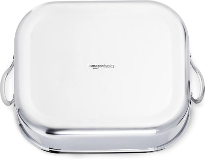 Stainless Steel Rectangular Roasting Pan with Rack, Turkey Roaster, Dishwasher Safe, Easy to Clean, Oven Safe, 16 In4