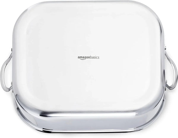 Stainless Steel Rectangular Roasting Pan with Rack, Turkey Roaster, Dishwasher Safe, Easy to Clean, Oven Safe, 16 In4