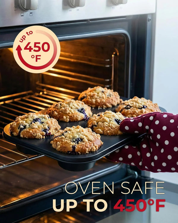 2-Pack Jumbo Muffin Pan with 150 Liners, 12.6" X 8.3", Nonstick | 6-Cup, 3.5" XL Cups, Bonus Liners, Carbon Steel, Ptfe-Free, 450°F Oven Safe, Extra Large Muffin Pan, XL Treats, Egg Bites7