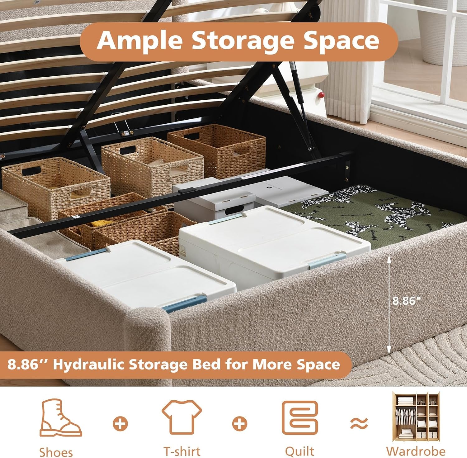 full-lift-up-storage-bed-frame-44-88-tall-upholstered-headboard-soft-rounded-corner-design-boucle-texture-platform-bed-with-hydraulic-storage-no-box-spring-needed-soft-beige