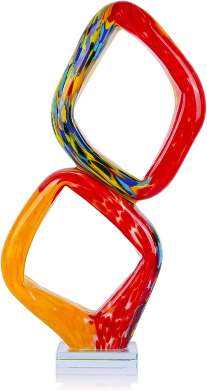 17.7In Tall Abstract Orange Glass Sculpture Large Hand Blown Glass Figurine Handblown Statue for Home Decor Living Room Shelf Mantel Tabletop Display Modern Art Accent Piece1