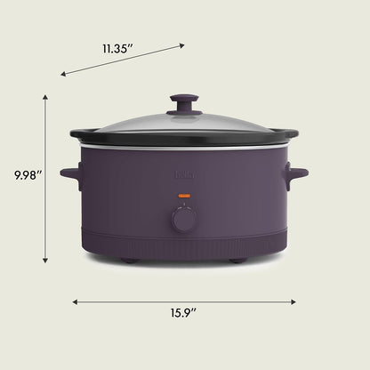 6Qt Manual Non-Toxic, Slow Cooker with Cord Storage, Plum8
