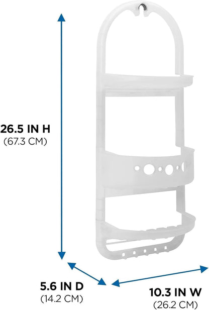 Shower Caddy Hanging, Large Heavy Duty Plastic Shower Organizer with 2 Shelves and 1 Deep Basket, White3
