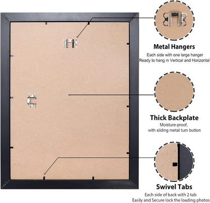 11X14 Picture Frame, 11 X 14 Frame Display Pictures 8X10 with Mat or 11X14 without Mat, Stable and Sturdy Black Frame and Polished Plexiglass, Horizontal and Vertical Format of the Walls7