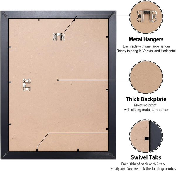 11X14 Picture Frame, 11 X 14 Frame Display Pictures 8X10 with Mat or 11X14 without Mat, Stable and Sturdy Black Frame and Polished Plexiglass, Horizontal and Vertical Format of the Walls7