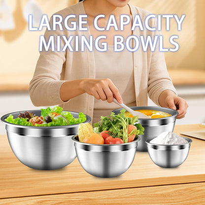 Mixing Bowls with Airtight Lids Set, 5 PCS Stainless Steel Khaki4