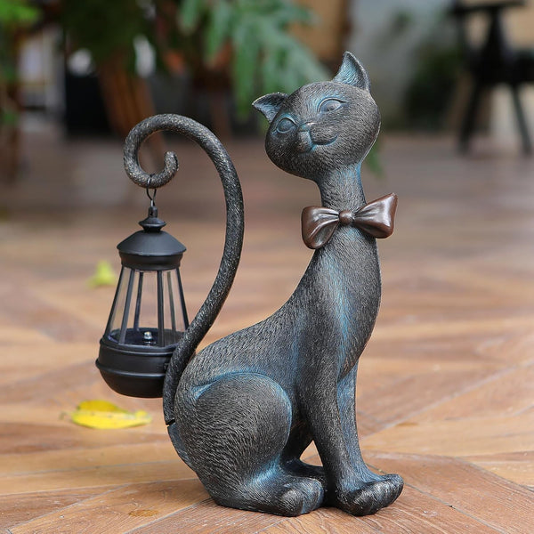 Cat Outdoor Statues with Solar Garden Light8
