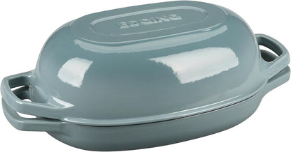 Enameled Cast Iron Oval Dutch Oven Pot with Lid, Dutch Oven for Sourdough Bread Baking, Bread Oven, Bread Dutch Oven, Oval Bread Pan, 5Qt, Seasalt5