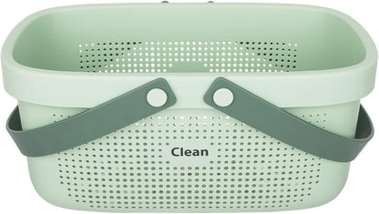 Plastic Storage Basket with Handle Portable Shower Caddy Tote Organizer Basket Bin for Bathroom Kitchen Dorm Room Bedroom, Green6