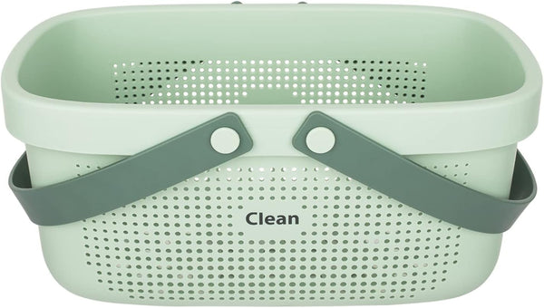 Plastic Storage Basket with Handle Portable Shower Caddy Tote Organizer Basket Bin for Bathroom Kitchen Dorm Room Bedroom, Green6