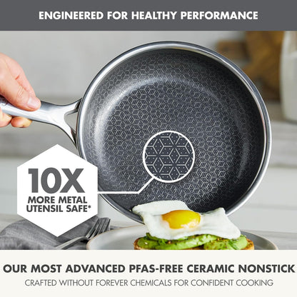 Spectra 10" & 12" Frying Pan Skillet, Hybrid Tri-Ply Stainless Steel, Pfas-Free Ceramic Nonstick Textured Cooking Surface, Induction Cookware, Diswasher Safe, Oven & Broiler Temp to 850˚F2