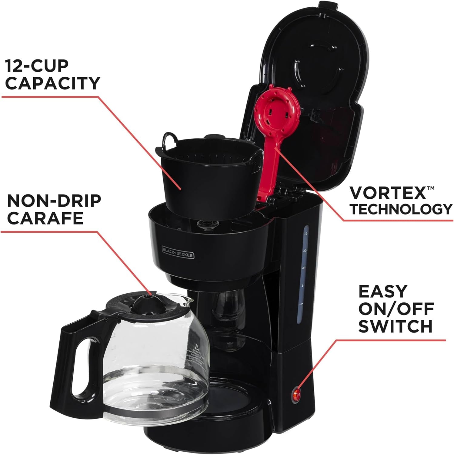black-decker-12-cup-coffee-maker-with-easy-on-off-switch-easy-pour-non-drip-carafe-with-removable-filter-basket-vortex-technology-black