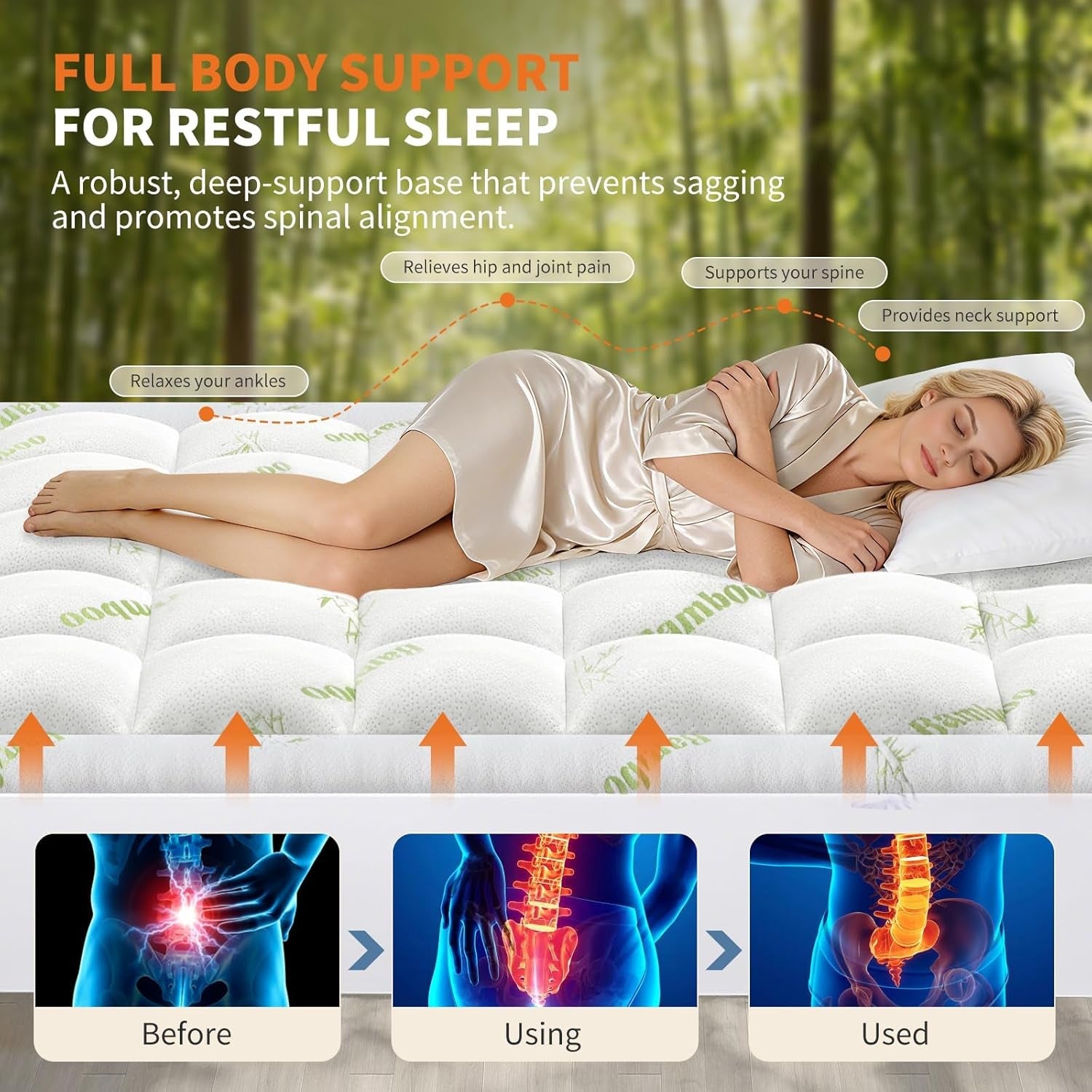 full-size-cooling-bamboo-mattress-topper-with-deep-pockets-soft-viscose-stretchable-pockets-cooling-pillow-top-relieves-back-pain-breathable-for-hot-sleepers